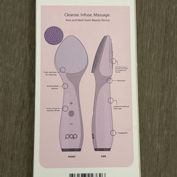 Pop Sonic Spade Face & Neck Beauty Device & Case Set - Cleanse Infuse Massage - Picture 5 of 5